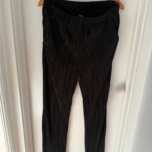 Dressed in LALA Black Pleated Button Down Shirt and pants set - Picture 3 of 3